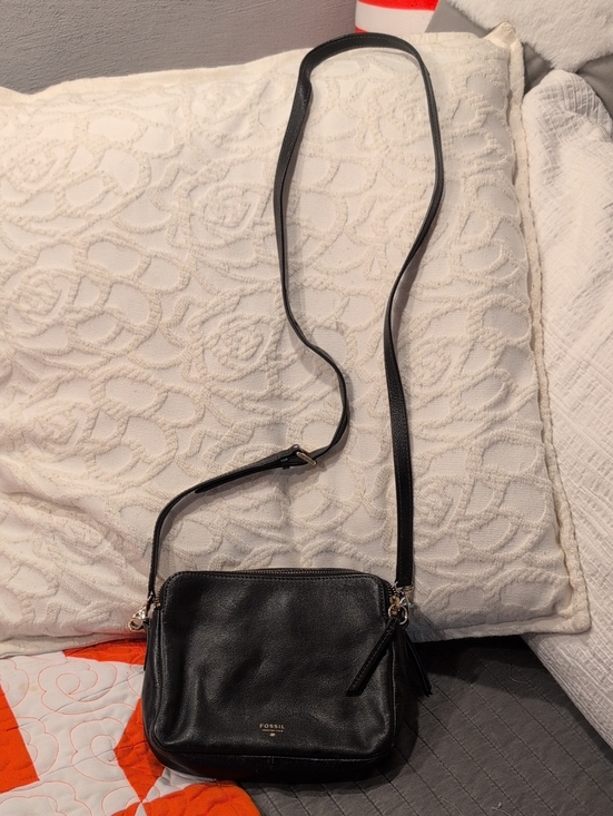 Fossil Handbags - Fossil Black Leather Adjustable Strap Crossbody